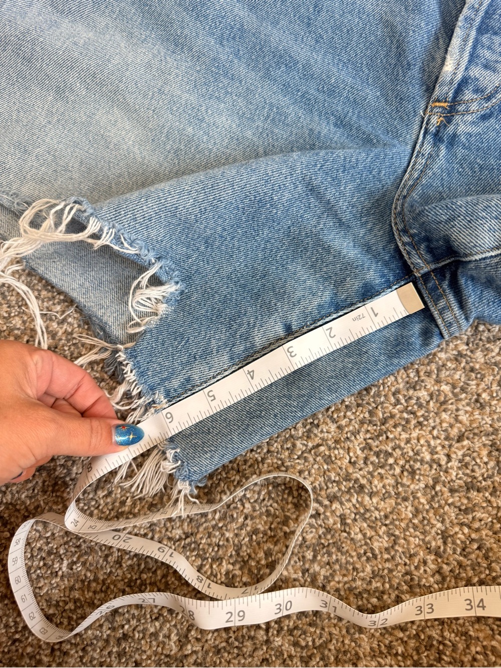 Citizens Of Humanity Light Blue Distressed Denim Cutoff Shorts - Picture 9 of 12
